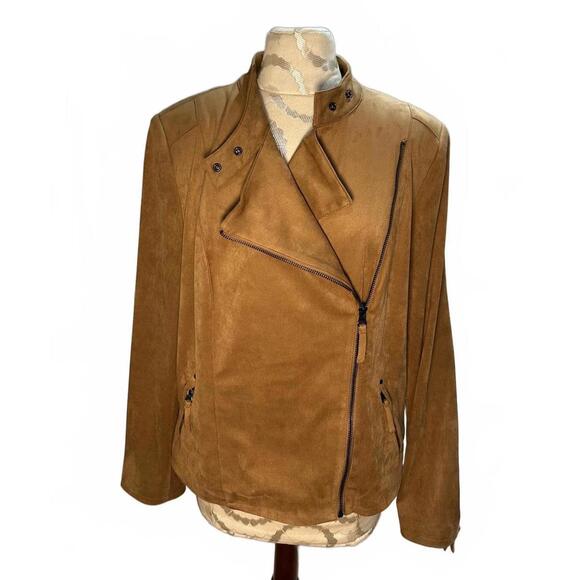 Adrienne Vittadini Jackets & Blazers - Adrienne Vittadini Brown Suede Moto Jacket for Women- Large